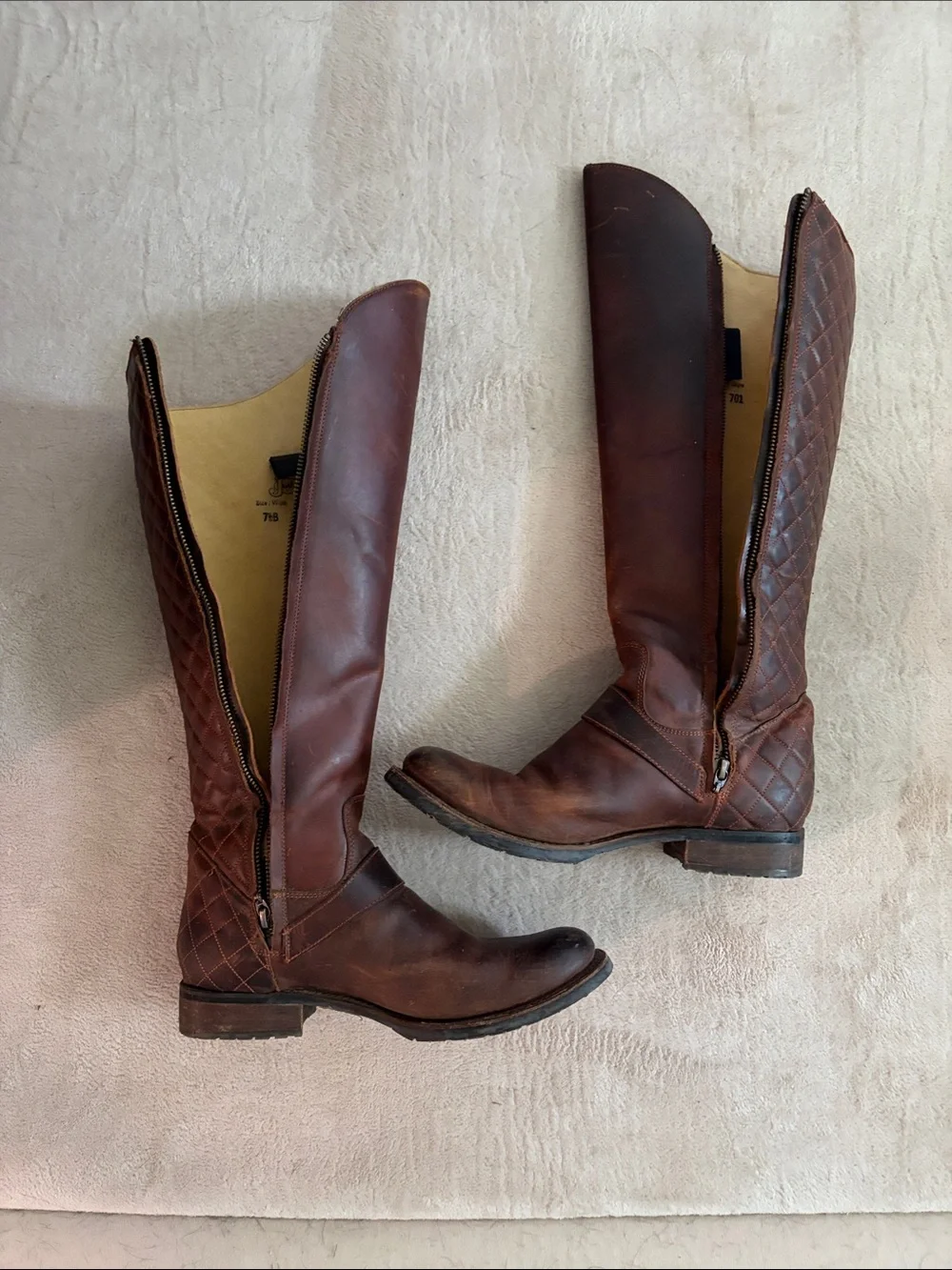 Justin Boots Brown Quilted Over-the-Knee Riding Boots